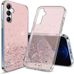 For Samsung Galaxy A55 A35 A25 A15 A05 A05s 5G 4G 2024 Starry Sky Silver Foil Glitter Epoxy Bling Soft TPU Transparent Edge Phone Casing Back Cover Shockproof Bumper Case