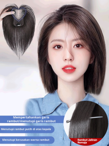 【Poni Wig Tanpa Jahitan】Menutupi Rambut Putih & Menambah Volume Topi Rambut Tiruan Realistis Tanpa Jejak Nafas Bebas Nyaman