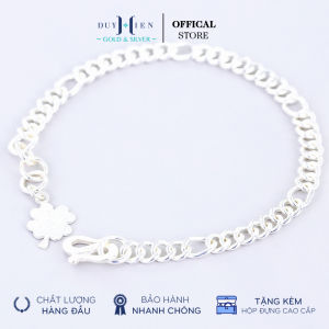 Lắc Bạc Duy Hiển Cho Bé Gái Kiểu Dây Đơn Cách Điệu Xen Lẫn Mắt Tròn Dài Có Charm Cỏ 4 Lá May Mắn