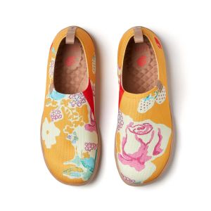 UIN Toledo I Womens Lightweight Loafer Slip Ons Walking Casual Art Travel Shoes-Indigo Floral Dream