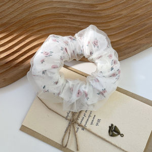 Calcenubes Dễ Thương Hoa Lưới scrunchie cho phụ nữ dây buộc tóc đàn hồi mềm mại với hoa văn hoa tinh tế hoàn hảo cho kiểu tóc mùa hè ngọt ngào