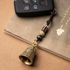 Retro Brass for Key Ring Keychain Accessories Pendant Pure Copper Bell Car Engraved Chinese Buddhist Scripture Sutra Han