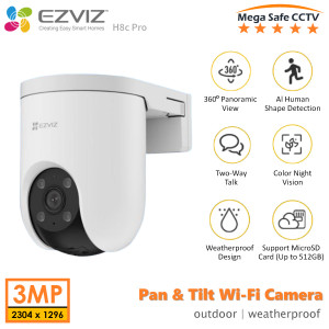 EZVIZ H8c Pro 2K/3MP Pan & Tilt WiFi Camera Wifi CCTV Camera Outdoor Waterproof Night Vision 360° Coverage Auto-Tracking