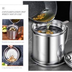 1.3L 304 Stainless Steel Oil Container with Strainer Kitchen Storage Dispenser Liquid Storage