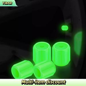 YIBAR 4pc Luminous Tire Valve Caps For Car Motorcycle Bike Wheel Hub Styling Tool Glow In Dark Valve Stem Air Dust Rim Cover Accessory