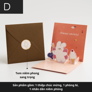 Thiệp chúc mừng 3d cao cấp giáng sinh sinh nhật lễ tình nhân nhiều mẫu đẹp hàn quốc - HK029