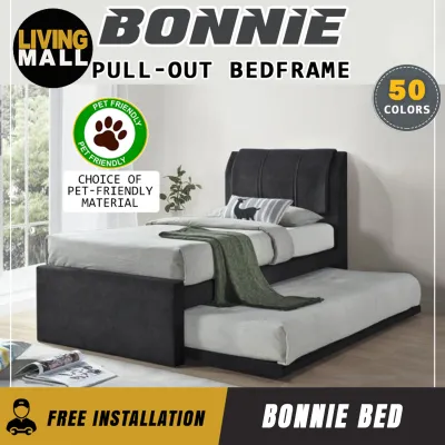 Living Mall Bonnie Pull-Out Bed Frame Single/Super Single w/ Mattress and PetFriendly Option
