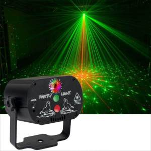 60 Patterns Mini Laser Stage Lighting USB Charge DJ Disco Light Strobe Party Effect Voice Control Laser Projector Light Dance Floor Bar Car