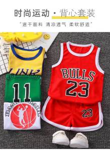 Summer Breathe Toddler Kids Boys Girls Sport Clothes Sets Childs Football Basketball Jersey Vest Tops Shorts For 0-10 Years