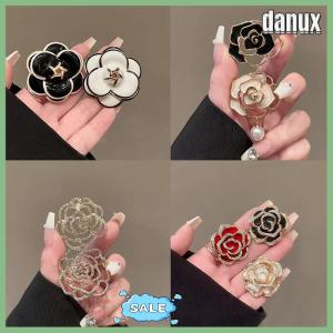 danux Rhinestone Golden And Black Floral Brooch Womens Camellia Pin Corsage Accessories Gift