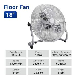 Industrial Ground Fan Electric Floor Fan Aluminum Blades Strong Wind Powerful Desk Fan