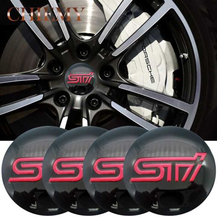 4pcs 56mm STI logo Stickers Auto Car Wheel Center Hub Caps sticker For ...