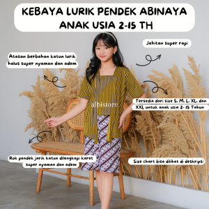 SET KEBAYA LURIK ANAK S M L XL XXL PENDEK ABINAYA