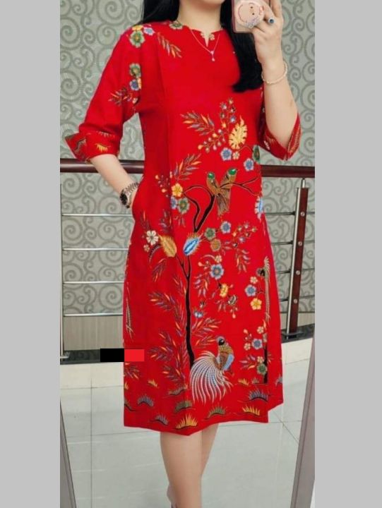 DRESS BATIK PANJANG MODEL KEKINIAN 2023 BAJU PESTA MODERN KOMBINASI SAKU  KANAN UKURAN JUMBO LD 130 Gamis Floral V-Neck Dress Malam 3/4 Lengan -  Lazada | Lazada Indonesia