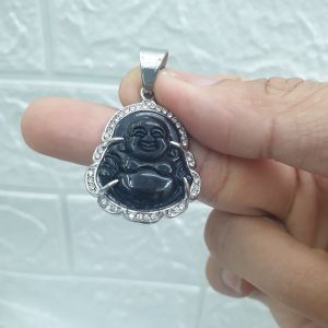 Dùng vĩnh viễn- Không kiêng nước Mặt Dây Chuyền Di Lặc Đen Mặt Tượng Cao Cấp- Dùng lâu dài tắm rửa thoải mái