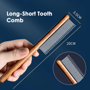 🇸🇬 Pets Flea Brush Face Grooming Comb Eye dirt stain food cleaning fur hair cat dog stainless steel Wooden Plastic