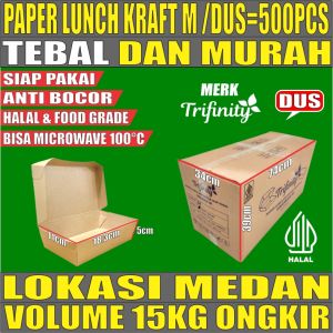 Paper Lunch Box Tebal Putih Uk S M L Kraft Coklat Food Tray Laminasi Kotak Makan Per Dus Medan