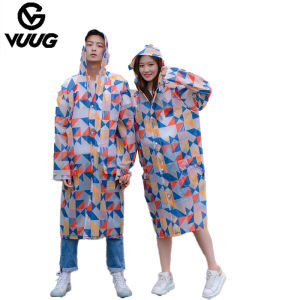 VUUG แฟชั่น PEVA ผู้หญิงเสื้อกันฝนผู้ใหญ่ใส Camping Rainwear SuitThickened เสื้อปอนโชกันน้ำฝน Coat
