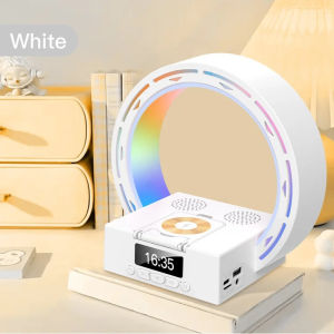 6in1 alarm clock Bluetooth speaker night light TF aux USB disk FM radio wireless charger for iPhone 16 15 14 13 12 11 Samsung