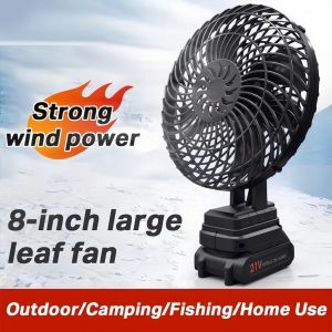 8 Inch Portable Camping Fan Cordless Rechargeable Kipas Bateri Tahan Lama Mini Fan Strong Wind Industrial Fan Battery Outdoor Removable