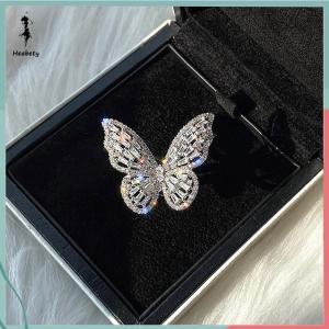 ส่วนลด 10 บาท สำหรับการซื้อ 1 ชิ้น แหวนเพชรสวิสรูปผีเสื้อแหวนเปิดด้วยหินอัญมณีขนาดใหญ่