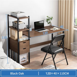 BONA Computer Table With Bookshelf and Drawers Study Table Side Bookshelves Home Office Desk Bedroom Writing Desk