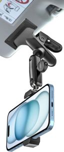 Car Sun Visor Phone Holder - [Metal Arm Clamp] Cell Phone Holders for Your Car Mount 360° Adjustable Automobile Hands Free Cradle for iPhone 17 Air Pro Max 16 15 14 13 12 Android 4-7" Smartphones