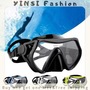 YINSI Swimming Eyewear Tempered Adults Water Equipment Snorkeling Scuba Diving Mask Transparent Large Frame Goggles