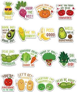 16PCS Funny Fridge Magnets - Veggie and Fruit Puns Cute Vegetables Refrigerator Magnet - Vegan Decorative Fun Stickers for Fridge Office School Whiteboard -