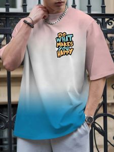 American hip-hop trend t Mens T-shirt 3D Digitally printed short-sleeved loose-fitting plus-size summer clothing for big and tall individuals