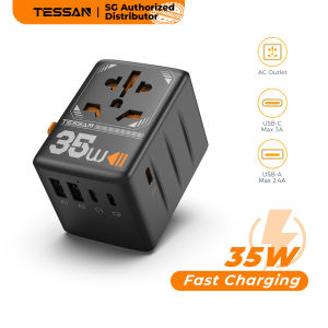 TESSAN - 35W Charging Travel Adapter International Charger UK AU EU Universal Travel Multi Plug USB C Travelling Charger for Mobile Phones iPad