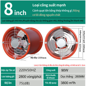 Quạt Hút Công Suất Lớn 5500rpm - Động Cơ Đồng Nguyên Chất + Cánh Inox Chống Ăn Mòn