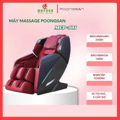 Ghế Massage Thương Gia Poongsan MCP-501 – Con Lăn 4D – 32 Túi Khí – 18 Bài Massage Tự Động