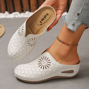 [Free Shipping] 2026 Spring/Summer New Collection: WomenS Comfortable Slip-On Mules With Hollowed-Out Breathable Wedge Heels