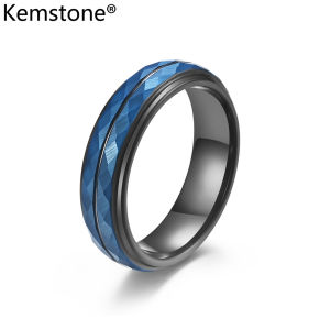 Kemstone Tungsten Steel Black Blue Color Male Ring Jewelry Gift Ring Size 6-13