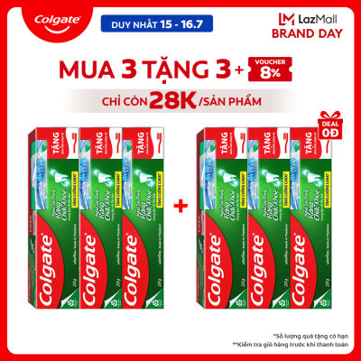 [Chỉ 15-16.7_Mua 3 tặng 3-Chỉ còn 27K/tuýp] Bộ 3 Kem đánh răng Colgate ngừa sâu răng răng chắc khỏe 225g/tuýp tặng bàn chải đánh răng lông tơ nhập khẩu Thái Lan