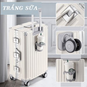 FREESHIP HỎA  TỐC - VALI KHUNG NHÔM KHOÁ SẬP TSA CAO CẤP HÀNG NỘI ĐỊA MỚI - SIZE 20/24/29 INCHLÓT 2 NGĂN KÍN - KÈM GIÁ ĐỂ CỐC VÀ T