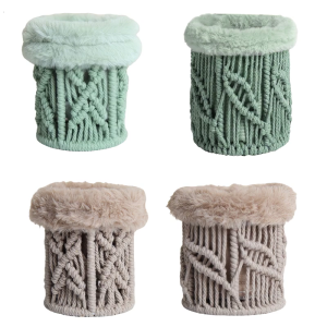 ที่วางแว่นตาปากกาทำจากผ้าแบบพกพาพร้อมเชือกคอตตอนกล่องดินสอตาข่ายตั้งโต๊ะสไตล์ Macrames ใช้งานง่าย