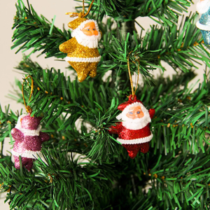 6Pcs Tabletop Christmas Tree Pendant Mini Tree Christmas Decorations Ornaments Tiny Santa Claus for Christmas Decor