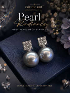Frosted Radiance Pearl Drop Earrings | Silver Snowflake Pearl Earrings | Crystal Drop Earrings | Elegant Winter-Inspired Jewellery | ear me out (EMO-162)