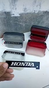 MIKA STOPLAMP  MIKA MERAH DAN BENING LAMPU STOP BELAKANG HONDA GL100 GL 125 SUPERCUP C700 C800 WIN 100 SET EMBLEM LOGO HONDA