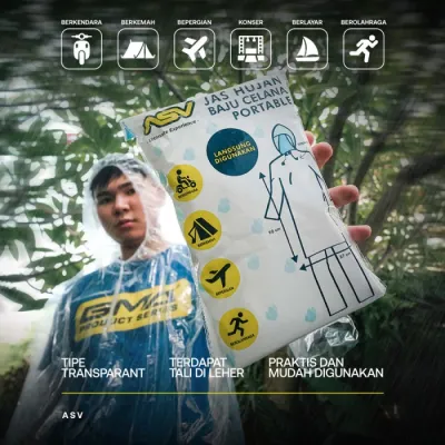 Jas Hujan Plastik LBX Raincoat Transparan Bening Jaket Baju Celana GMA