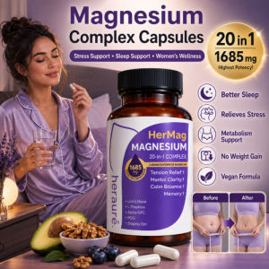 Magnesium Capsules Stress Relief Supplement Fatigue Support Natural Formula for Healthy Energy
