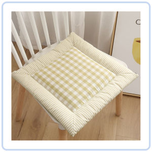 【DAILY ESSENTIAL】 Cotton Linen Checkered Seat Cushion 40 x 40cm with Ties