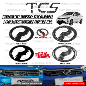 TCS Perodua bezza 2016-2024 FORGED CARBON front logo emblem frame cover garnish accessories Automotive