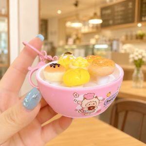 OWMXZL Nhấn nút Móc khóa trò chơi đập chuột Chủ đề món tráng miệng Họa tiết động vật dễ thương dây chuyền túi đựng thức ăn mô phỏng Nhựa Móc khóa trang trí bánh ngọt Trẻ em Người lớn