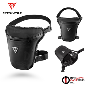 Motowolf MDLMB6 Leg Bag Black - Waterproof Motorcycle Waist Bag with Average Capacity of 1.7L by Innomoto Cycleparts Inc.