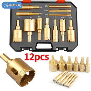 MLADEN 12PCS M10 Brazed Diamond Hole Saw Set Multi Sized Marble Granite Ceramic Tile Drill Bits 6-35mm