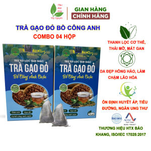 Combo 4 hộp trà gạo đỏ bồ công anh cuộn Bảo Khang gạo đỏ lá bồ công anh đẹp da an thần ngủ ngon thải độc gan giảm mỡ bụng lợi sữa