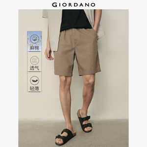 Giordano Men Linen cotton elastic waist shorts Free Shipping 01105533